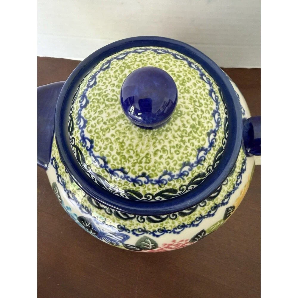 Uno Alla Volta Polish Pottery Teapot By Arek and Ewa Of Brzeg ~ Hydrangea Haven